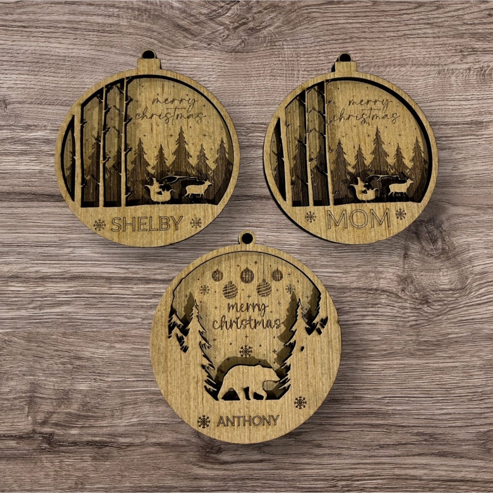 Handmade Laser Cut Customizable Christmas Ornaments Seasonal Decor